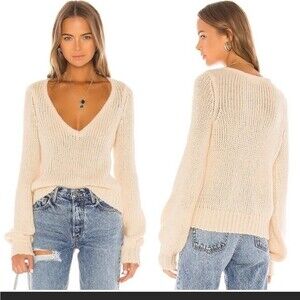 LOVERS + FRIENDS Chunky Knit Buena Vista Wool Blend V Neck Sweater - NWOT - XS